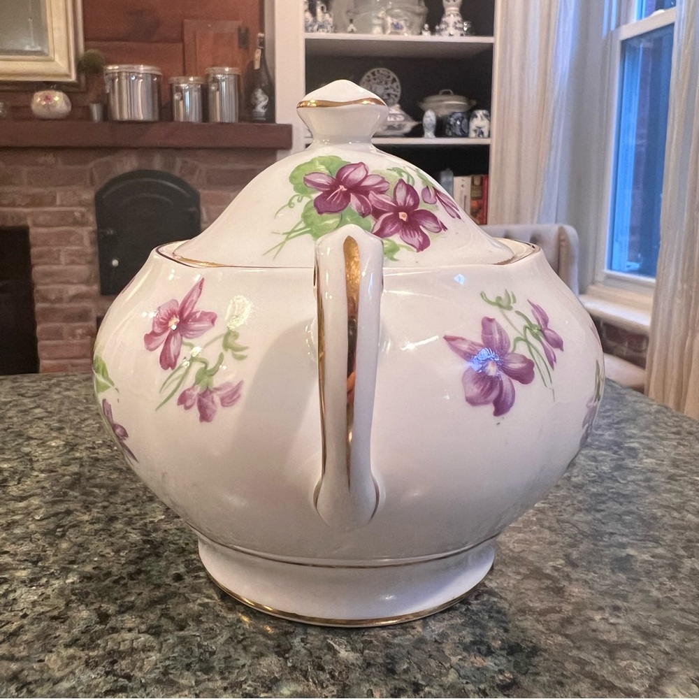 TUSCAN Vintage Violets Covered Sugar Bowl - Picture 2 of 14